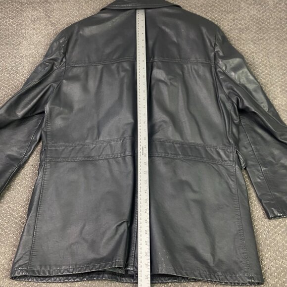Vintage 70s Sears Leather Jacket Men's 46 Gray Zip In Liner Fight Club - Picture 14 of 15